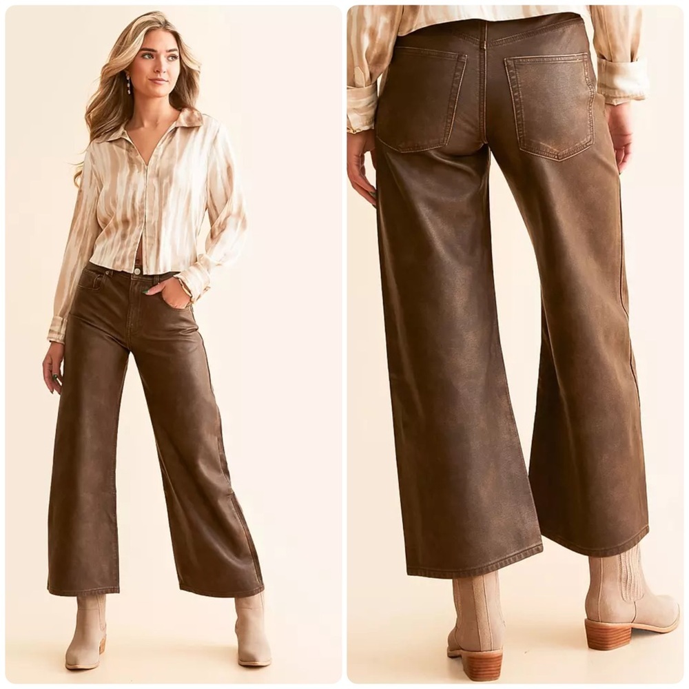 New! We The Free x Free People Misha Brown Barrel Balloon Wide Leg Pants🤎 26 NWT - Picture 3 of 14